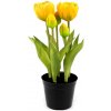 Květina Prima-obchod Umělé tulipány v květináči, barva 7 (25 cm) žlutá