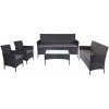 Zahradní sestava Mendler 3-2-1-1 Polyratanová zahradní souprava Halden, Lounge Set Sofa antracit, polštáře antracit