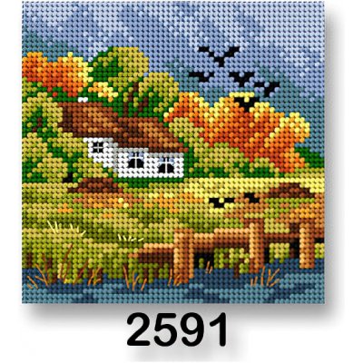 VTC Vyšívací předloha 70244 2591 dům podzim 2 zelená 15x15cm – Zboží Dáma