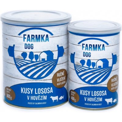 Sokol Falco Farmka Dog kusy lososa v hovězím 800 g – Sleviste.cz