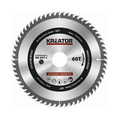 Pilový kotouč Kreator KRT020415 na dřevo 185mm, 60T – Zboží Mobilmania