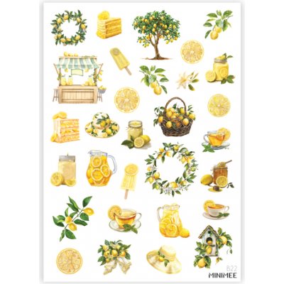MINIMEE Papírové samolepky v aršíku A5 vůně citrónů – Zboží Dáma