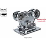 Vozík pro C-profil 80x80x5/4mm výškově nastavitelný s regulací sklonu, 5x ocelové kolečko s ložiskem 6204ZZ, galvanické zinkování – Sleviste.cz