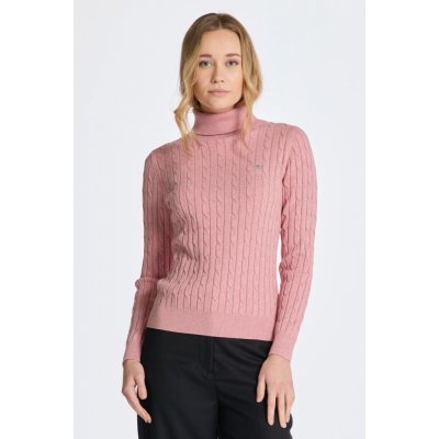 Gant rolák STRETCH COTTON CABLE TURTLENECK růžová – Zboží Mobilmania