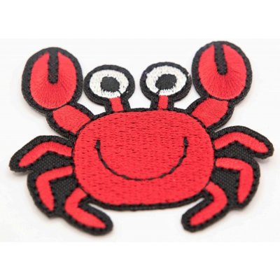 Nažehlovací záplata - krab - červená - rozměr 5,5 cm x 5 cm – Zboží Mobilmania