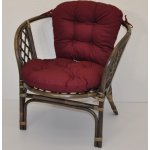 Ratanové křeslo Bahama hnědé polstr vínový – Sleviste.cz