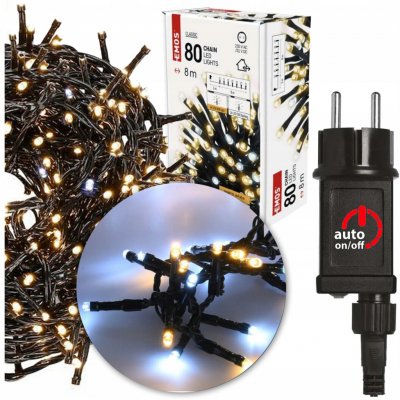 Emos D4AN01 LED vánoční řetěz blikající 8 m venkovní i vnitřní Teplá bílá Studená bílá bílá časovač – Zboží Mobilmania