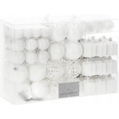 SPRINGOS Maxi 100 dílná sada vánočních ozdob bílá se šiškami CA0858-XG – Sleviste.cz