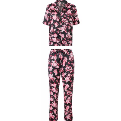 Esmara dámské pyžamo kr.rukáv propínací černo růžové – Zboží Dáma