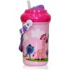 Dětská láhev a učící hrnek Nellys dětský pohár na pití Lorelli se slámkou Funny Zoo Pink 300 ml