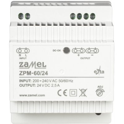 Spínaný zdroj 24V DC, 60W, TH-35 Zamel ZPM-60/24 – Zboží Mobilmania