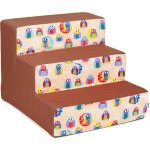 Iridog Schody pro psy Steppie no.2 hnědé se sovičkami v45 x š50 x d60 cm – Zboží Dáma