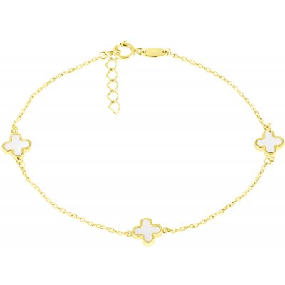 Gemmax Jewelry zlatý náramek Čtyřlístky s perletí GLBYL-19-02785