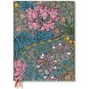 Kalendář Morris Pink Honeysuckle William Morris Ultra 12-month Vertical Hardback Dayplanner Elastic Band Closure 2025