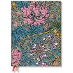 Morris Pink Honeysuckle William Morris Ultra 12-month Vertical Hardback Dayplanner Elastic Band Closure 2025