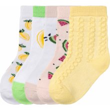 Lupilu Dívčí ponožky s BIO bavlnou, 5 párů bílá/žlutá/zelená/růžová