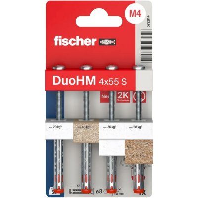 Hmoždinka sádrokarton Fischer DuoHM 4 x 55, 4 ks – Hledejceny.cz