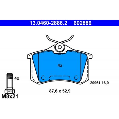 ATE Sada brzdových destiček, kotoučová brzda 13.0460-2886.2