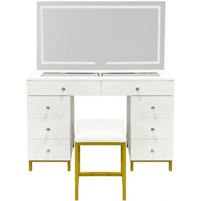 Aga toaletní stolek se zrcadlem a osvětlením matný bílý MRDT20 – Zboží Mobilmania