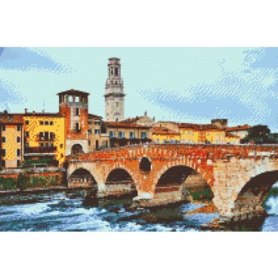 Vymalujsisam.cz Diamantové malování Kamenný most - Ponte Pietra Verona 40 x 60 cm pouze srolované plátno diamanty kulaté