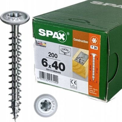 SPAX 0251010600405 šroub do dřeva 6 mm 40 mm T-STAR plus ocel WIROX 200 ks – Hledejceny.cz