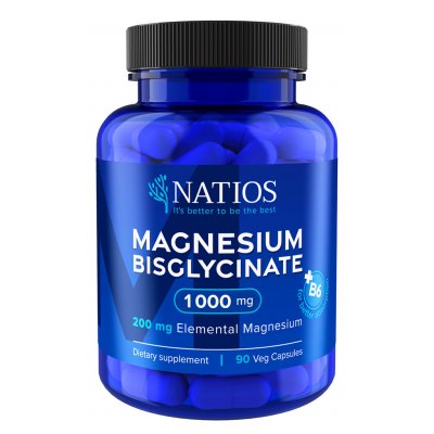 Natios Magnesium Bisglycinate 1000 mg + B6 90 veg. kapslí elem. hořčík 200 mg – Zbozi.Blesk.cz