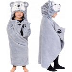 Cozy Noxxiez BL802 Husky hřejivá deka s kapucí se zvířátkem a tlapkovými kapsami – Hledejceny.cz