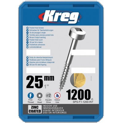 Kreg Zinc Pan-Head Šrouby pro skryté spoje 25 mm jemný závit 1200 ks – Hledejceny.cz