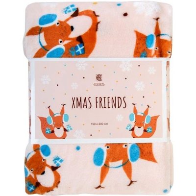 Essex Deka z mikrovlákna X-Mas Friends motiv veverka se sluchátky 150x200