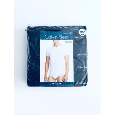 Calvin Klein Calvin Klein černé bavlněná trika s mini nápisem 4 ks černé – Zboží Mobilmania