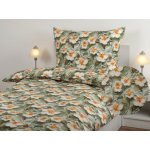 JAN peří bavlna renforce 3D bílý květ na zelené 80 x 40 cm – Sleviste.cz