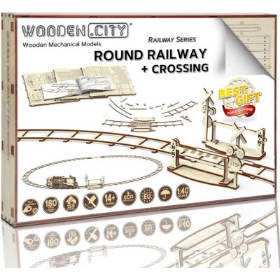 WOODEN CITY 3D puzzle Kruhové koleje s přejezdem 159 ks – Zboží Dáma