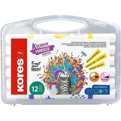 Kores Kreative Marker akrylové oboustranný hrot 2 v 1 set 12 barev – Zboží Dáma
