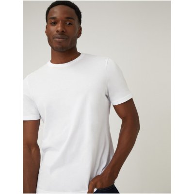 Marks & Spencer tričko ke krku z čisté bavlny bílá – Zboží Mobilmania
