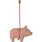 Maileg Závěsná vánoční ozdoba Pig / Checker Rose, červená barva, textil – Hledejceny.cz