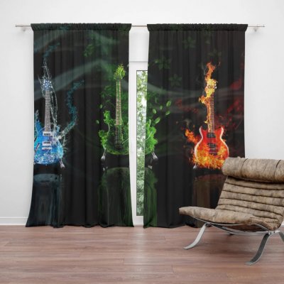 Sablio Závěs Kytary: 2ks 140x250cm – Hledejceny.cz