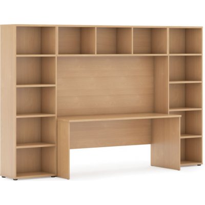 Sestavy knihoven Integro se stolem, nižší, 2950x700/400x1923 mm, buk – Hledejceny.cz