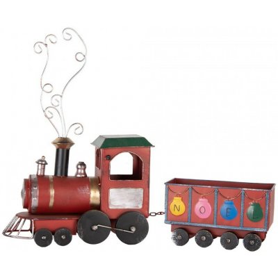 Clayre & Eef Červená kovová dekorace vláček Locomotive Noel - 63*15*38/50 cm – Hledejceny.cz