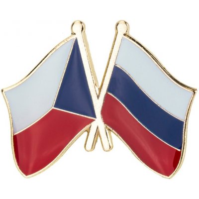 Zlatá brož vlajka Česko-Rusko