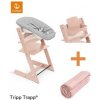 Jídelní židlička Stokke Set Tripp Trapp + Baby set + Newborn set Serene Pink + deka Chrystal Pink