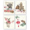 Přání Wrendale Designs Vánoční dárkové kartičky Wrendale Designs, 16 ks, 4 motivy - Oslík, myš, pes, zajíc