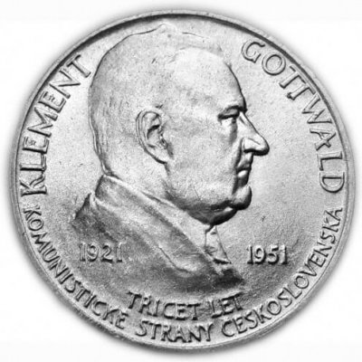 Mincovna Kremnica Stříbrná mince 100 Kč 1951 30. výročí založení KSČ Klement Gottwald 14 g