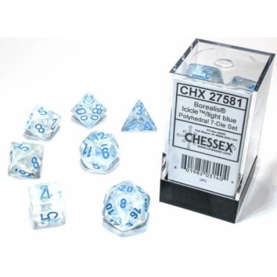 Chessex Sada kostek Chessex Borealis Polyhedral Icicle/Light blue Luminary 7-Die Set – Zboží Mobilmania