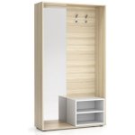 Plan šatní stěna border s botníkem a zrcadlem dub přírodní bílá – Zboží Dáma