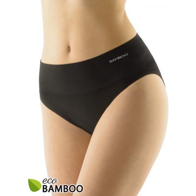 GINA dámské kalhotky klasické se širokým bokem širší bok bezešvé jednobarevné Eco Bamboo 00039P černá – Zboží Mobilmania