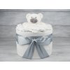 Plenkový dort PASTELL Decor Plenkový dort jednopatrový šedobílý - medvídek Velikost plenek: Vel.3 - Miminko váží 4 až 9 kg, Velikost oblečení: 50 - Miminku jsou 0 až 2 m