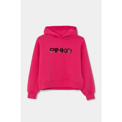Pinko Up mikina přes hlavu s kapucí a logem růžová – Zboží Mobilmania