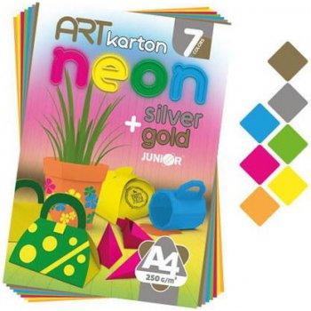 Blok barevného papíru výkres ART Cartoon Neon A4 250g 7ks