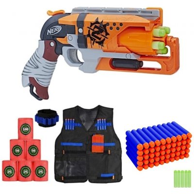 Nerf Zombie Strike Hammershot + opasek + vesta + terče + 50 šípů