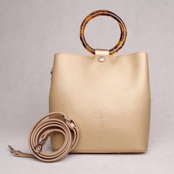 David Jones Tříoddílová módní zlatá kabelka do ruky CM5672A